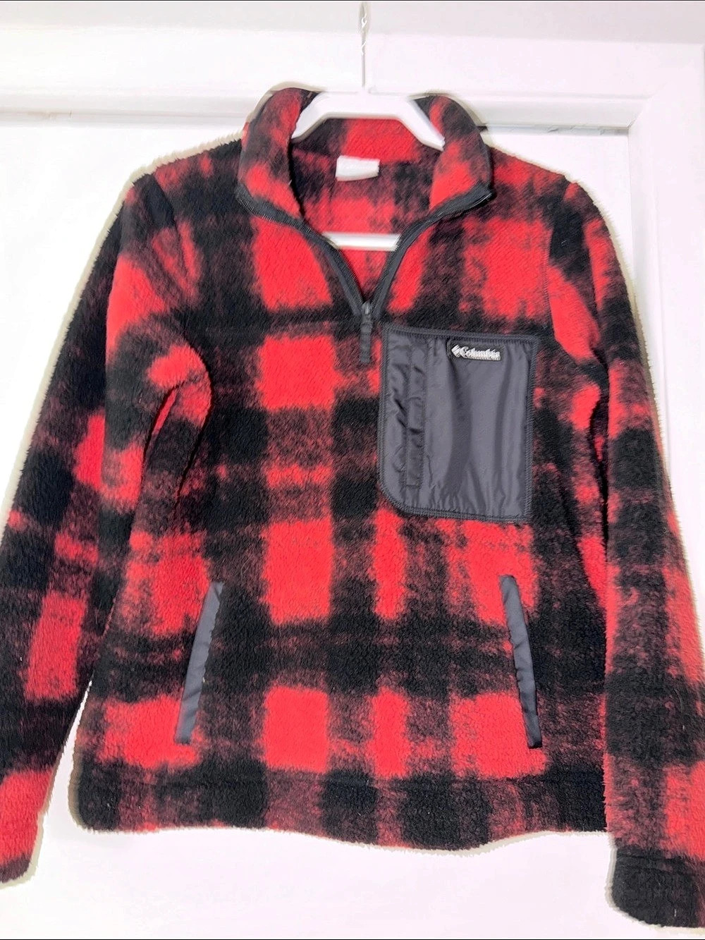 Columbia Buffalo Plaid Print Weather 1/2 Zip Fleece Pullover